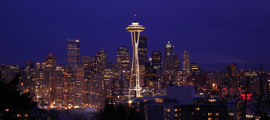 Night View of Space Needle Seattle