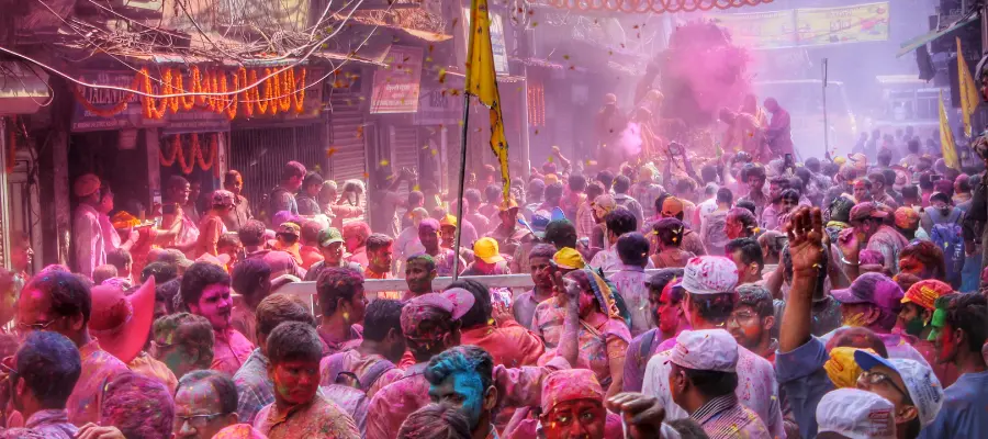 Holi celebration in Mathura